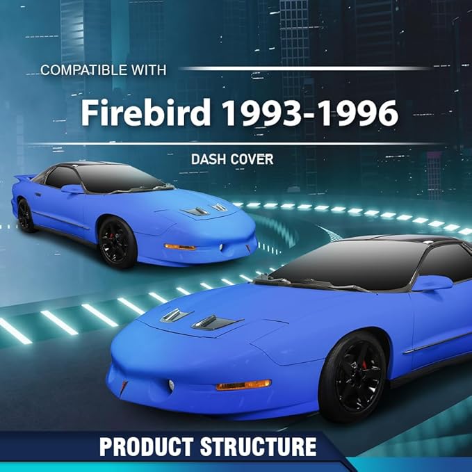 PIT66 Dash Cover Dashboard Bezel Compatible with Pontiac Firebird 1993 1994 1995 1996 Black Instrument Panel