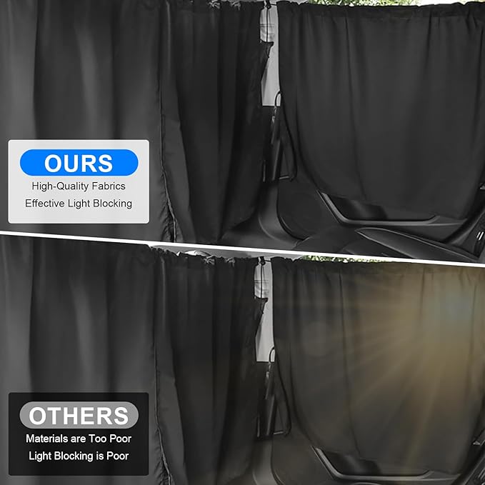 Car Divider Curtain,Set of 3 Car Window Shades,Light Blocking Fabric Rear Seat & Side Windows Divider Curtain Baby Shades,Wide Sedan SUV Sunshade Covers for Travel Camping Nap Sleeping