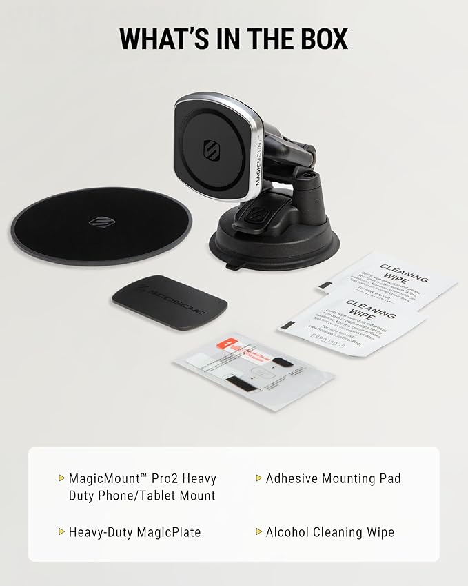 Scosche MP2WDHD MagicMount™ Pro2 Heavy Duty, Extra-Strong Suction Cup Cell Phone Mount, Windshield/Dashboard Magnetic Phone Holder with Anti-Shake Stabilizer for iPhone, Android, Tablet, Car, Truck