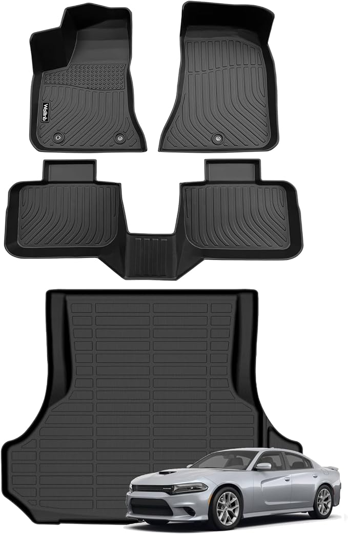 Wailtnb-Floor Mats & Cargo Mat Custom Fit 2011-2023 Dodge Charger RWD All Weather Mats Waterproof Floor Liners Charger RWD Accessories Black