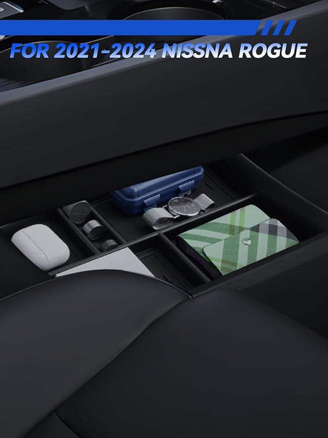 for Nissan Rogue Center Console Organizer Nissan Rogue T33 S, SV, SL and Platinum 2021-2024 Accessories Armrest Tray Middle Storage Box Insert Container Durable ABS Plastic