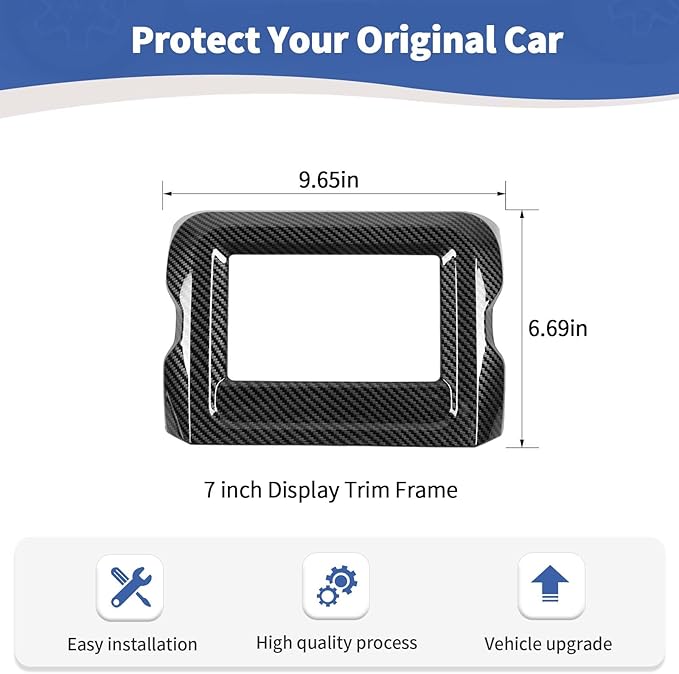 RT-TCZ for Jeep JL Center Console Radio Display Panel Trim Cover for Jeep Wrangler JL JLU Gladiator JT 2018-2023 Black Carbon Fiber Interior Accessories 7 inch