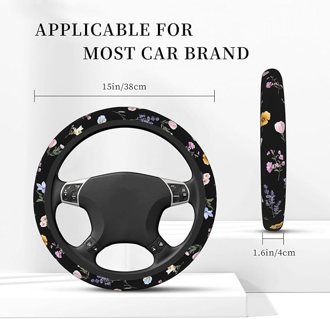 Wildflower Vintage Flower Car Steering Wheel Cover