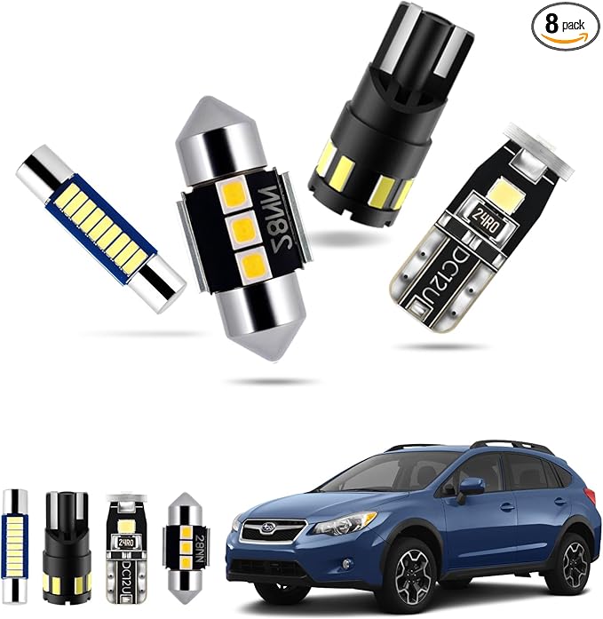EASY EAGLE LED Interior Car Lights for XV-Crosstrek-2013-2022: 8 Piece Kit White LED Light Bulbs - Super Bright 6000K + Install Tool