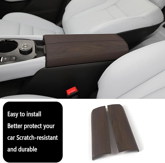 Auto Parts Compatible with Nissan New Rogue 2021 2022 2023 2024 2025Inner Center Console Armrest Box Cover Trim Protector Cap (Peach Wood) ABS 2PCS