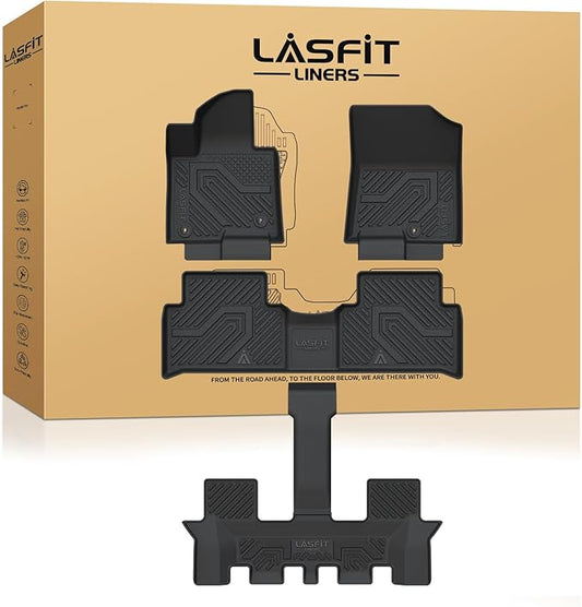 LASFIT Floor Mats for Kia Sorento Hybrid PHEV 2026 2025 2024 2023 2022 2021 (Not Fit Gasoline), All Weather TPE Custom Fit Floor Liners Car Mats Accessoires for Kia Sorento 2021-2026, Black