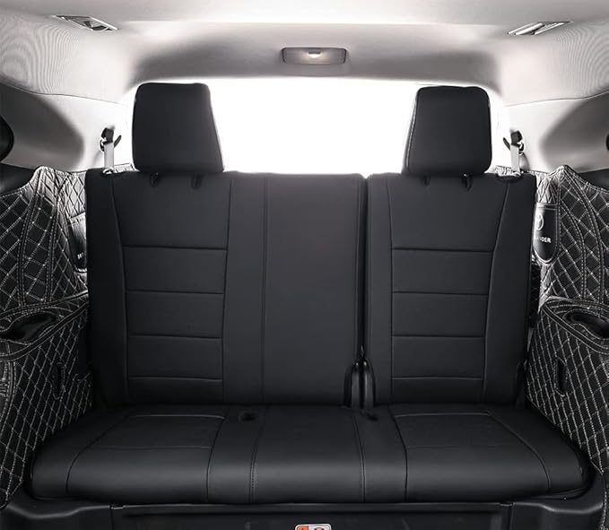 EKR Highlander Seat Covers for Toyota Highlander 2014 2015 2016 2017 2018 2019,2nd Row 40/60 Split,Car Seat Protectors for Trucks,Waterproof Leather Car Seat Cover Full Set-Faux Leather(Black)