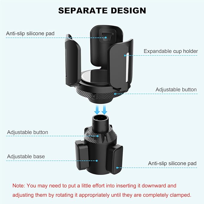 Upgraded 64oz Large Cup Holder Expander with Coaster for Car, Expandable Cup Holder Adapter with Adjustable Base, Universal Compatible with Yeti, Hydro Flasks, Owala, Other Big Bottles Mugs Drinks