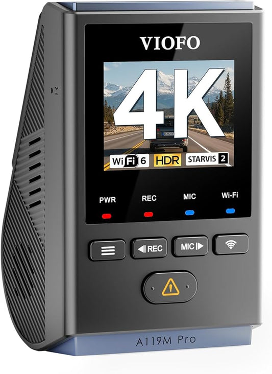 VIOFO A119M Pro 4K HDR MINI Dash Cam, STARVIS 2 IMX678 Sensor, Front Dash Camera for Cars, Wi-Fi 6, Quad-Mode GPS, Voice Control, Night Vision 2.0, 24H Parking Mode, Supercapacitor