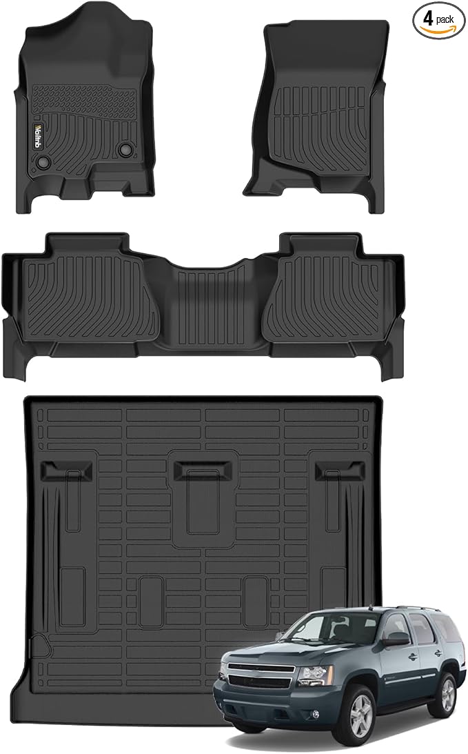 Wailtnb-All Weather Floor Mats & Cargo Liner for 2007-2014 Chevrolet Tahoe/GMC Yukon(Not for XL) Custom Fit Chevrolet Tahoe Waterproof Durable Easy to Clean Accessories for Tahoe