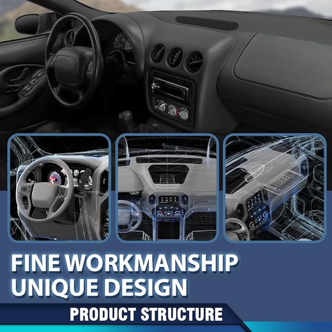 PIT66 Dash Cover Dashboard Bezel Compatible with Pontiac Firebird 1993 1994 1995 1996 Black Instrument Panel