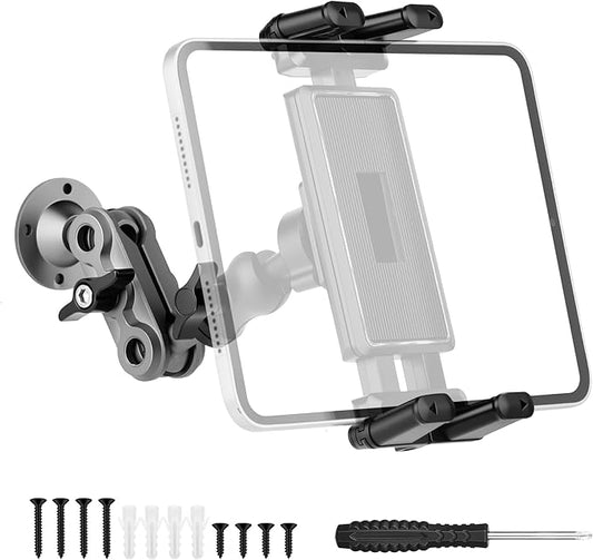 Tablet Holder for Truck, Drill Base Tablet Car Mount with Aluminum Arm, Compatible with 4.7"-12.9" Tablets/iPad/Phones, 360°Rotation Adjustable iPad Truck Mount for Dashboard, Walls, Boat