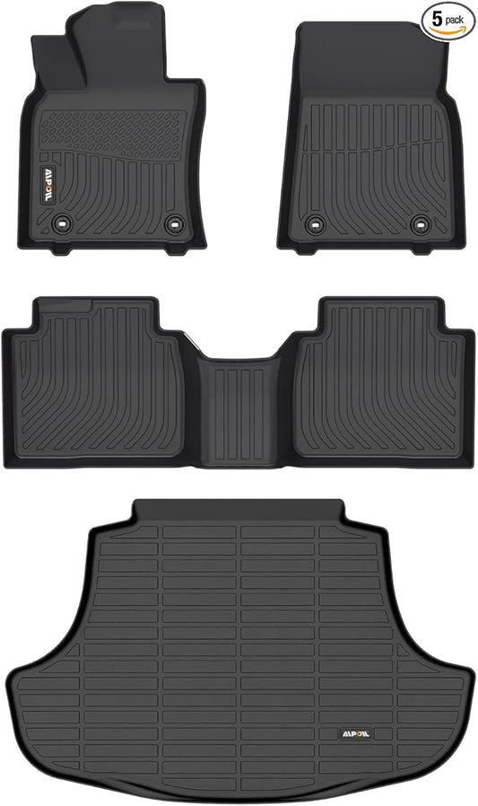 AIPOIL® Floor Mats & Cargo Liner Set for 2019-2024 Lexus ES & ES350 & ES300h & 2025 Lexus ES Hybrid & ES300h All Weather Protection TPE Anti-Slip Automotive Full Set Custom Car Mats Accessories -Black