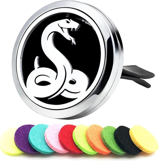 30mm Car Essential Oil Diffuser Vent Clips Air Freshener Vent Clip Aromatherapy Car Accessories 10 Felt Pads for Gift Women (Snake)