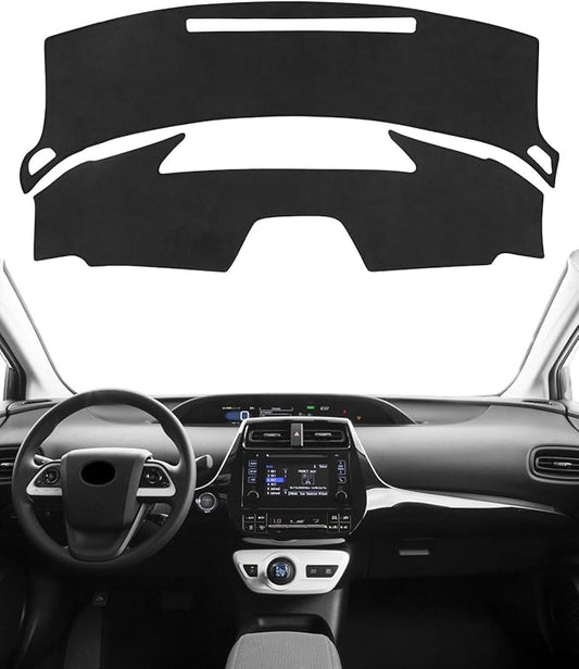 BIBLOZ Dash Cover Mat Fits for Toyota Prius 2016-2022 Accessories Black Flannel Interior Trim Car Dashboard UV Sun Protection