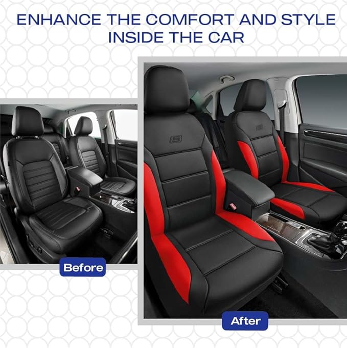 Skechers Memory Foam Car Seat Covers, Lycra Fabric Seat Covers, Car Seat Covers Front Seats Airbag Compatible,Automotive seat Covers for Most Cars,Trucks, SUV(Red)