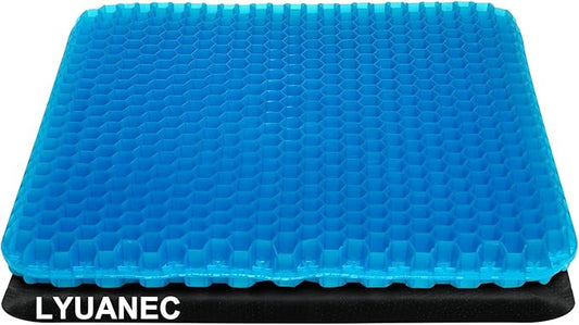 Gel Seat Cushion for Long Sitting - 18.5" x 17" x 1.4" (Large＆Soft) Gel Cushion for People Over 100 lbs, Pressure Relief Cushions for Office Chair, Egg Cushions for Wheelchair, Seat Pad for Car