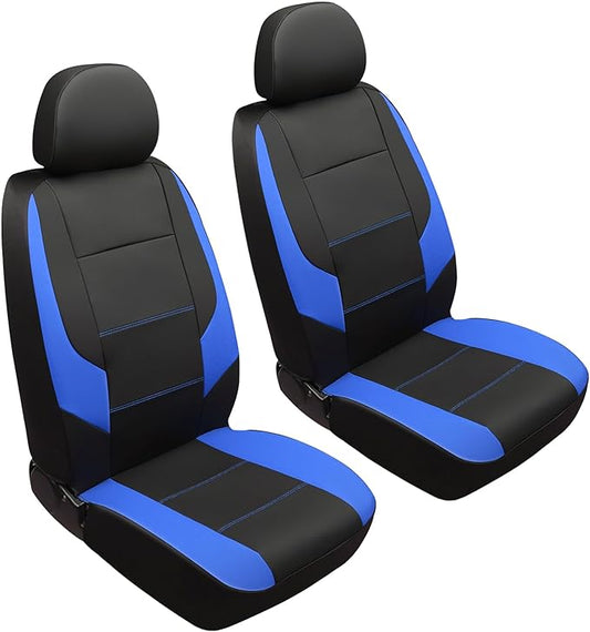 GIANT PANDA Front Car Seat Cover for Hyundai, Leather Bucket Seat Covers Custom Fit Hyundai Sonata Elantra Santa Fe Tucson Accent Kona Palisade Genesis Venue Ioniq(Blue+Black) 2-Pack