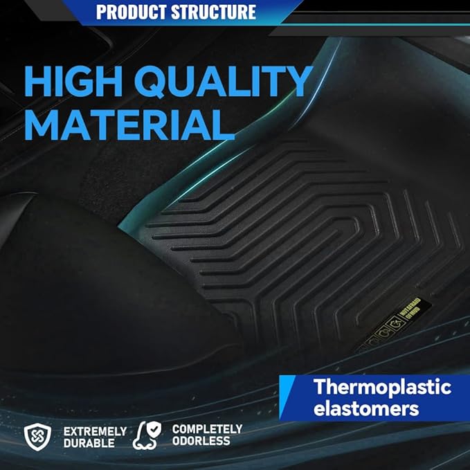 DOTCOM TPE Floor Mats Fit Toyota Tacoma Double Cab 2016-2023(Not Fit Manual Transmission Vehicles with Vinyl Flooring),1st & 2nd Row All Weather Protection Floor Liners,alfombras para carro 3PCS