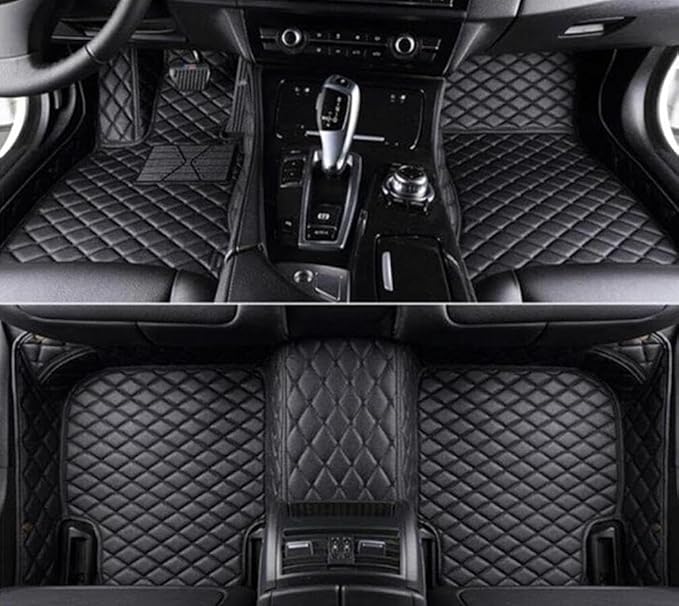 Errva Custom Personalized Floor Mats for Cars，Luxury Full Coverage All Weather Car Floor Mats，Anti-Slip Leather Car Mat Set ，Custom Floor Mats for 98.99% of Cars, Trucks & SUVs (Black)