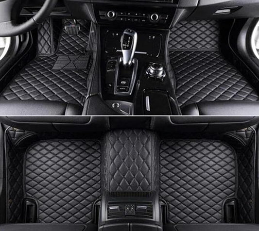 Errva Custom Personalized Floor Mats for Cars，Luxury Full Coverage All Weather Car Floor Mats，Anti-Slip Leather Car Mat Set ，Custom Floor Mats for 98.99% of Cars, Trucks & SUVs (Black)