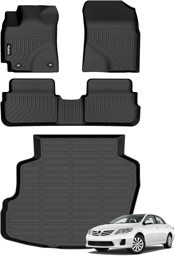 Wailtnb- for Toyota Corolla 2009-2013 Floor Mat Cargo Liner All Weather Floor Liner Car Mat for Corolla Custom Fit Automotive Full Set Accessories