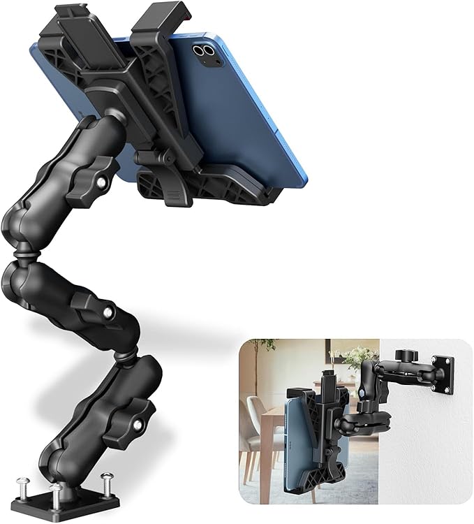 OHLPRO Heavy Duty Tablet Holder for Truck, iPad Holder for Car Drill Base, 360°Adjustable 3-Stage Arm Car Mount for All 7" - 11.5" iPad Pro,Mini,Samsung Tab, Nexus, Great for Desks, Wall, Businesses