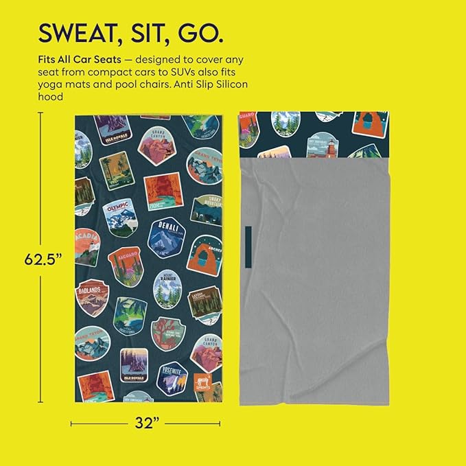 Sprints Athletic Running Towel, Full-Sized, Car Seat Cover - Performance Microfiber… (National Parks)