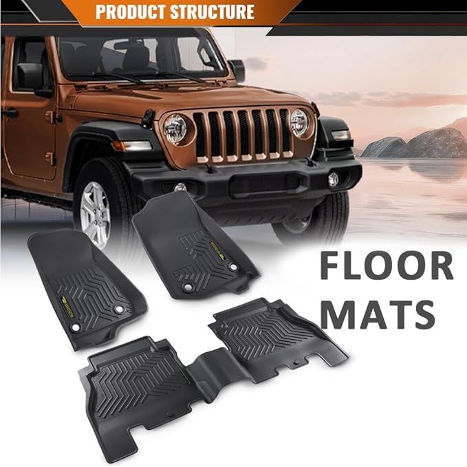 ANDPLAY TPE Floor Mats Liners Compatible with Jeep Wrangler JL Unlimited 4 Door Only 2018 2019 2020 2021 2022 2023 2024 (Not Fit JK or 4XE) All Weather Protection Floor Liners alfombras para carro