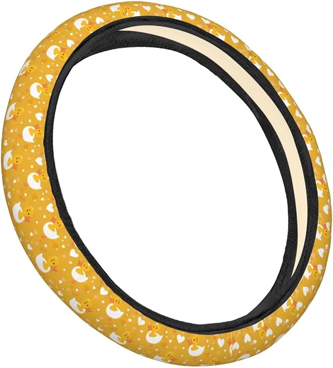 Yellow Cute Duck Steering Wheel Covers Anti-Slip Elasticity Car Accessories Steering Wheel Protector Universal 15 Inch for Cars SUV Vehicle Truck