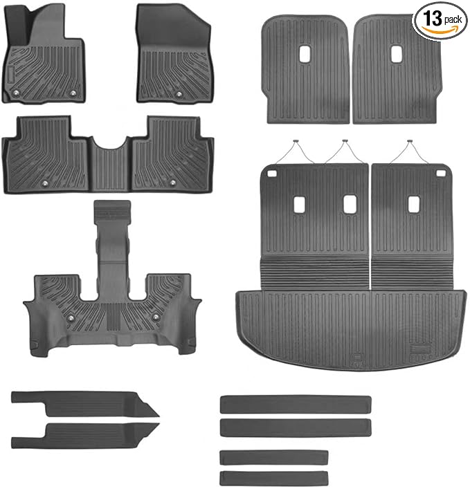 All Weather Car Floor Mats for 2026 Hyundai Palisade 7 Seats Gas, TPE Odorless Anti-Slip Full Set Cargo Mat with Backrest Waterproof Floor Liners Trunk Protector Accessories (Only Fuel)