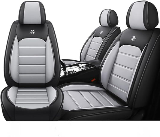 for Toyota Highlander 2006-2026 Seat Covers,Waterproof,Abrasion-Resistant PU Leather 2PCS Front Seat Cover(Black&Gray)