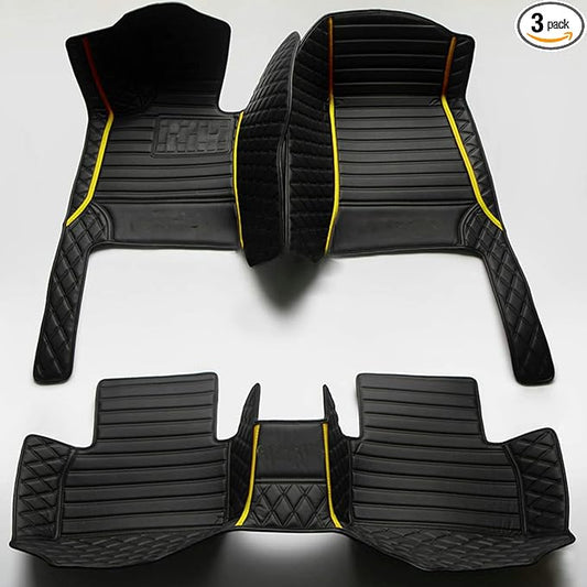 YaruicarCustom Car Floor Mats for 99.99% Sedan SUV Sports Car Men Women Protection Full Coverage Pads Anti-Slip Leather Floor Lining All Weather Car Floor Mats (Black Yellow)