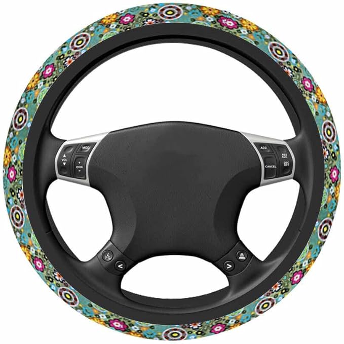 Flowers Elastic Steering Wheel Cover and Styles Steering Wheel Cover Anti Slip Protective Case Universal Stretch Steering Protector