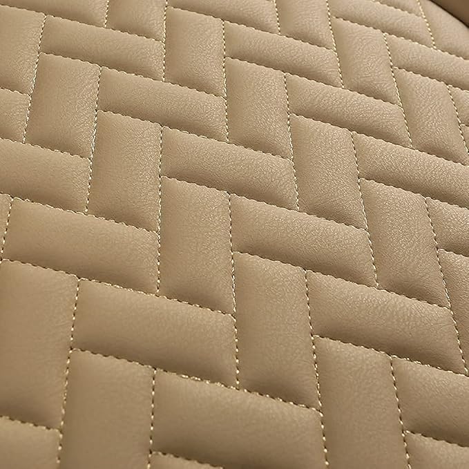 West Llama Full Set Car Seat Covers for Front and Rear Bottom Seats Only, Luxury PU Leather Car Seat Pads Protectors Waterproof and Wear-Resistant,Beige