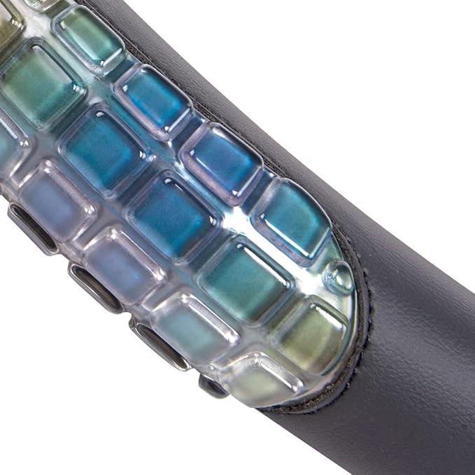 Flying Banner car Steering Wheel Cover Gel Massage Velvet Cool Warm Universal Size 15 inches SUV Truck Anti Slip Odorless Summer Winter (Black Muti-Volor Faux Leather, Gel Massage)