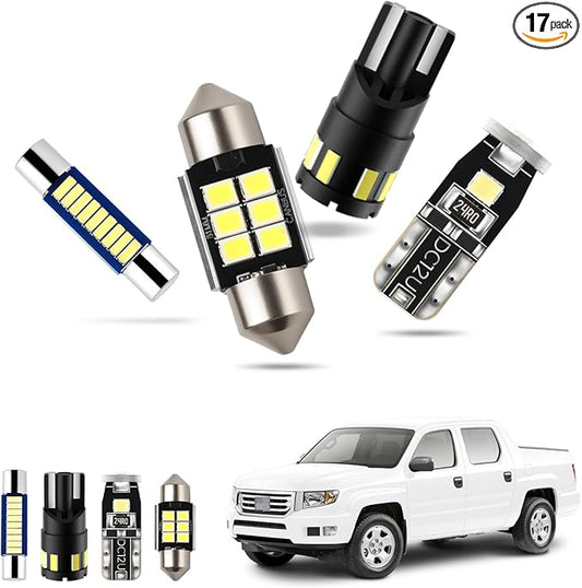 EASY EAGLE LED Interior Car Lights for Honda-Ridgeline-2006-2015: 17 Piece Kit White LED Light Bulbs - Super Bright 6000K + Install Tool, Winter/Autumn Cabin Upgrade