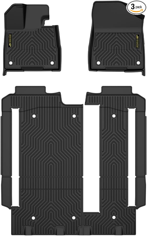ANDPLAY TPE Floor Mats Liners Compatible with Toyota Sienna 2021 2022 2023 2024 2025 (Only for 8-Seat) All Weather Protection Black Floor Liners alfombras para carro