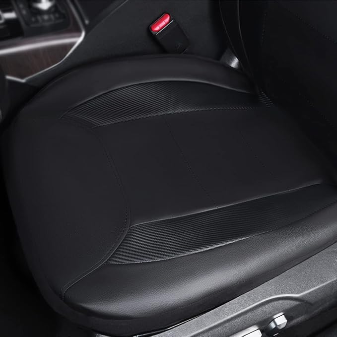 Flying Banner car seat Covers Protects Water Proof Faux Leather Carbon Fiber Fronts Solid Black (Solid Black, Front Pair)