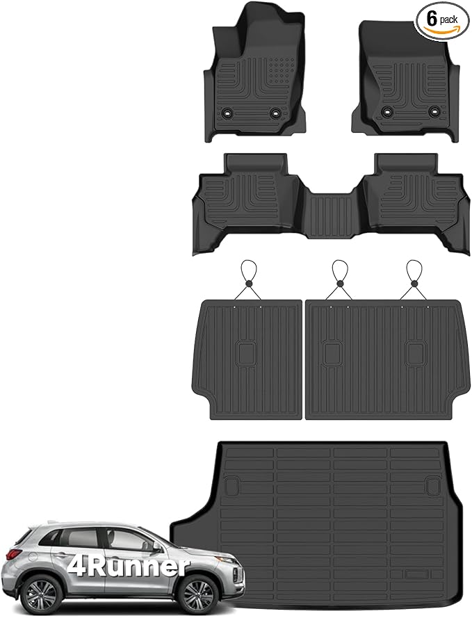 Wayhigh® Floor Mats for Toyota 4Runner 2025 2026 5 Seats(Not for Hybrid/EV) wtih Trunk mat&backrest mat, All Weather TPE Custom Fit Floor Liner for 4 Runner SR5/TRD/Limited 6th gen Front&Rear Car Mats