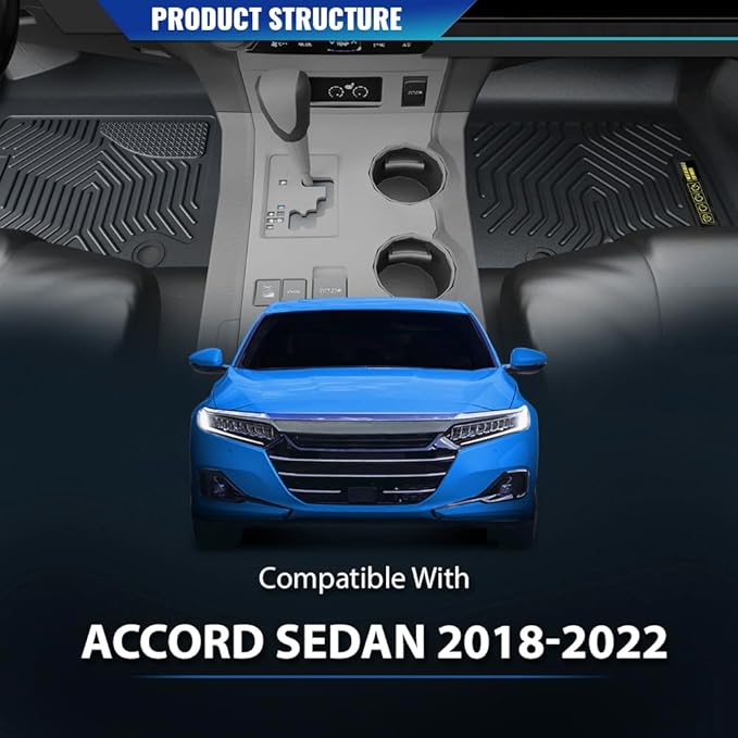DOTCOM TPE Floor Mats Fit Honda Accord Sedan 2018 2019 2020 2021 2022 Floor Liners,All Weather Custom Fit Protection 1st & 2nd Row Truck Mats Cargo Liner Accessories,alfombras para carro 3PCS