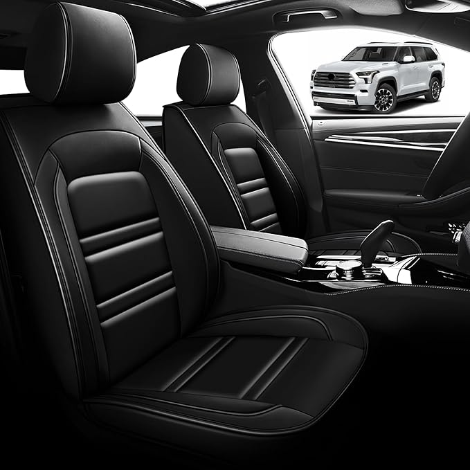 Seat Cover for Toyota Sequoia 2008-2025 | Car Seat Covers Front Seats, Waterproof Seat Protectors, Automotive Front Seat Covers (Front Seat, Black)