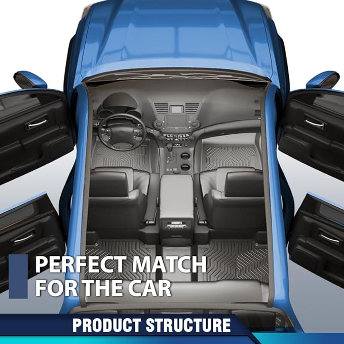 DOTCOM TPE Floor Mats Compatible With Toyota 4Runner 1996-2002 Floor Liners,All Weather Custom Fit Full Cover Protection 1st & 2nd Row Truck Mats Cargo Liner Accessories,alfombras para carro 3PCS Gray