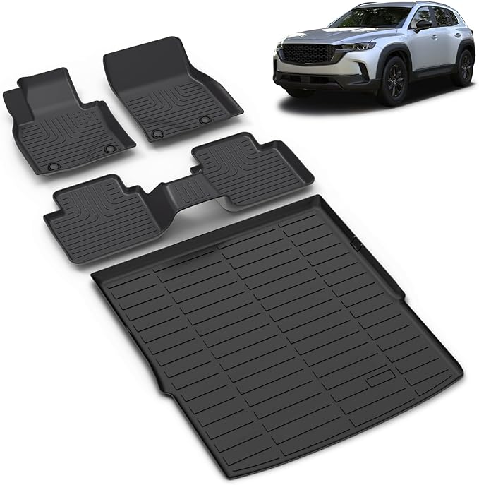 All Weather Car Floor Mats & Cargo Liner Set Fit for Mazda CX-50 (Not for Hybrid) 2023 2024 2025 Floor Liners Trunk Liner CX50 Cargo Mat Accessories Black
