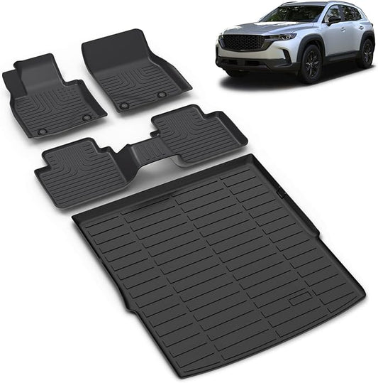 All Weather Car Floor Mats & Cargo Liner Set Fit for Mazda CX-50 (Not for Hybrid) 2023 2024 2025 Floor Liners Trunk Liner CX50 Cargo Mat Accessories Black
