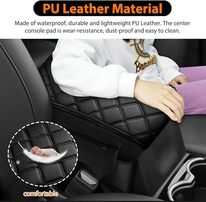 Autorder Center Console Cover for 2011-2019 2020 2021 Jeep Grand Cherokee Accessories Armrest Cover Anti-Scratch Middle Console Pad Leather Armrest Protector