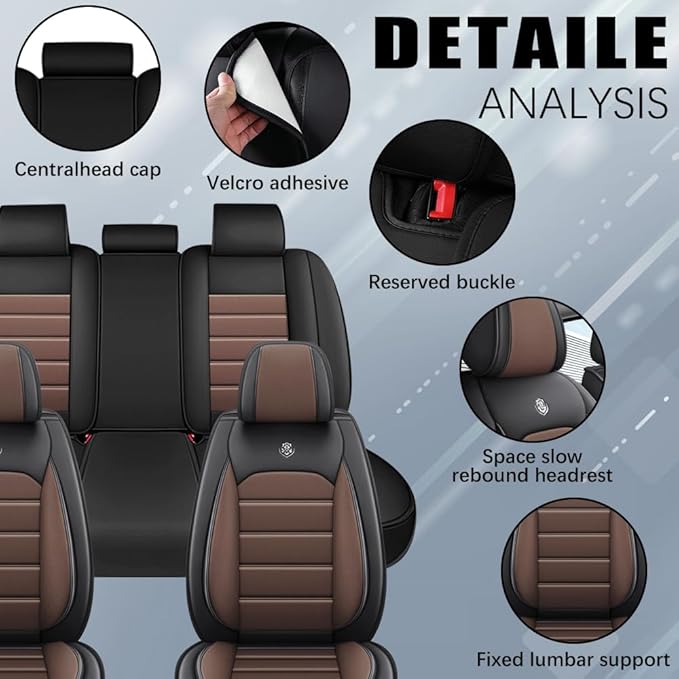 for Toyota Highlander 2006-2026 Seat Covers,Waterproof,Abrasion-Resistant PU Leather Full Set Seat Cover(Black&Coffee)