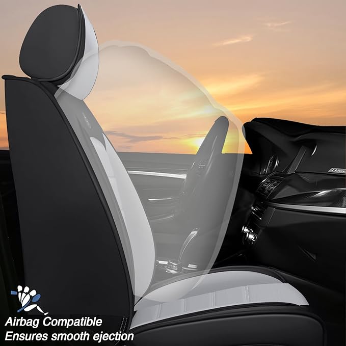 Seat Covers Custom Fit for Acura MDX 2001-2025, 7 Seat, Compatible Airbag Non-Slip Waterproof Leather Seat Cover, Luxury Interior Car Seat Covers Full Set, Black Gray