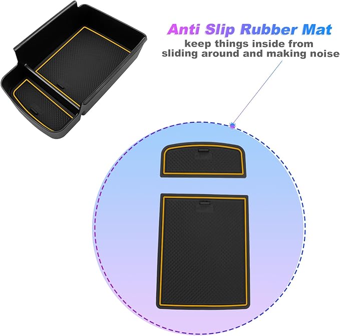 SXCY Fit for 2024 2025 Chevy Trax Center Console Organizer Tray 2024 2025 Chevy Trax Accessories(LS LT 1RS 2RS ACTIV) Armrest Storage Box Console Tray for 2024 2025 Trax Console Organizer Yellow Mats