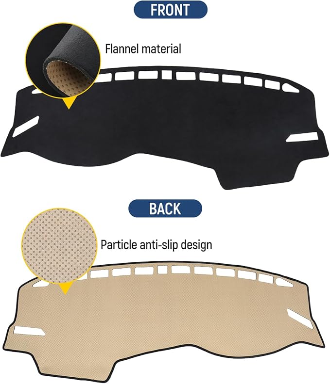 BIBLOZ Dash Cover for Volkswagen Jetta 2019 2020 2021 2022 2023 2024 Accessories Black Flannel Dashboard Cover Mat Car Dashboard UV Sun